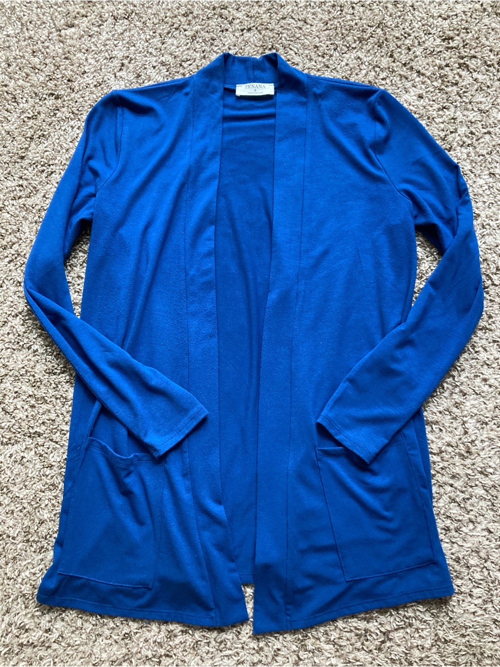 Zenana Outfitters Royal Blue Open-Front Long Cardigan